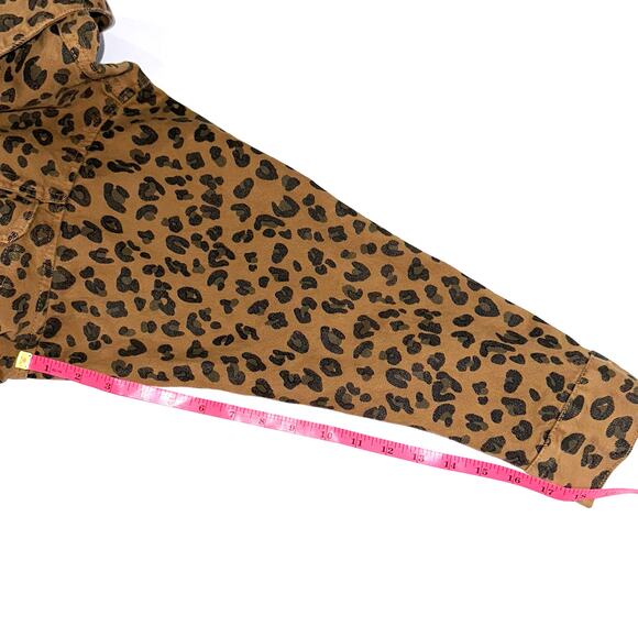 Abercrombie & Fitch Leopard Print Cropped Raw Edge Denim Jacket Size XS - Picture 12 of 12